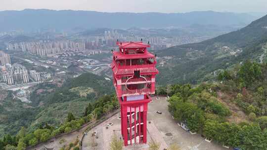 四川达州凤凰山风景名胜区凤凰楼航拍