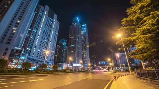 青岛城市道路夜景车流延时