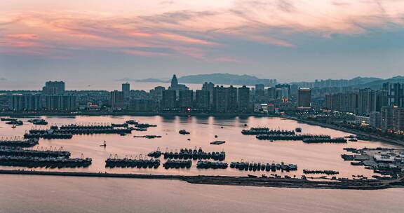 汕尾城市风光夜景航拍