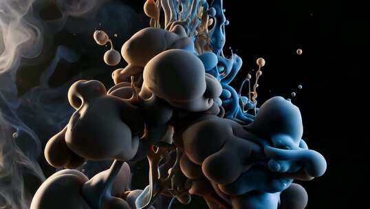 3D渲染抽象流体形态素材