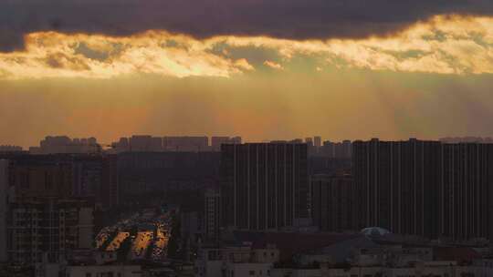 成都城市晚霞日落流云延时视频素材模板下载