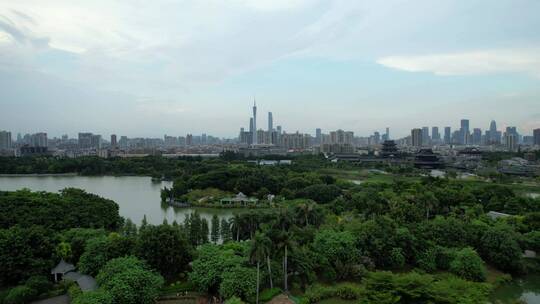 2022广州海珠湖航拍俯瞰公园绿道栈道