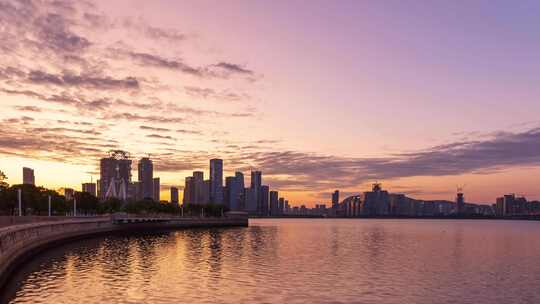 深圳宝安中心区和前海桂湾前湾日出延时