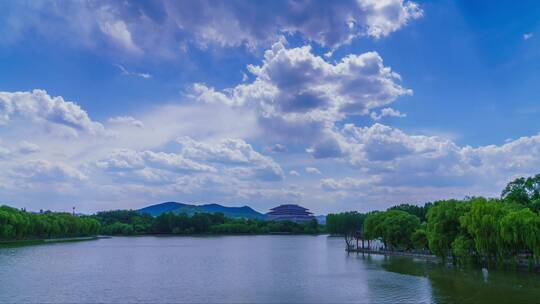 山东青州南阳湖天空云延时风景