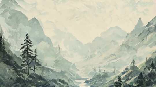 云雾缭绕的山间风景