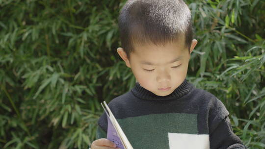 母亲与小朋友户外看书学习