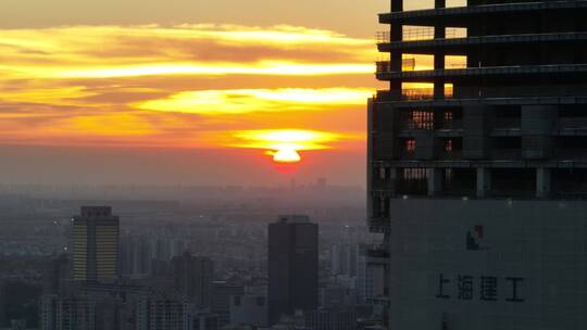 城市日落航拍空镜