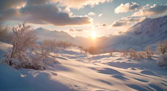 唯美冬季雾凇雪景