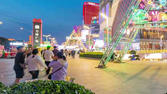 万博广场夜景延时视频素材模板下载