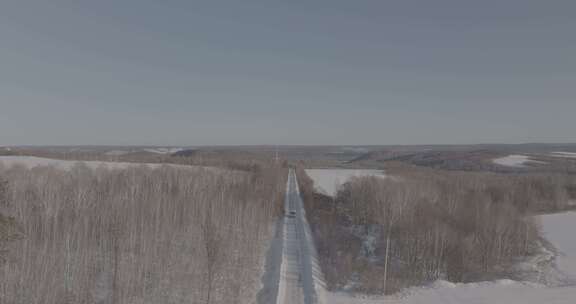 中国北方冰雪道路自驾航拍