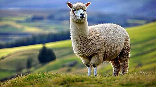 可爱羊驼动物萌宠特写镜头农场牧场