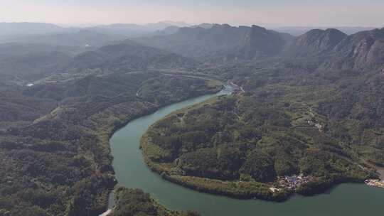 自然风光河流韶关丹霞山航拍