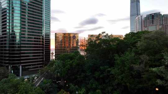 香港中港城傍晚晚霞航拍视频素材模板下载