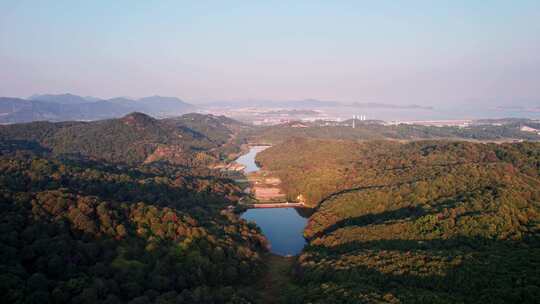 山间水库自然风景航拍