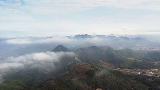 雨后山村云海风景航拍