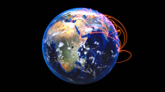4k全球网络连接通信地球动画视频素材