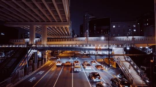 城市高架地铁线航拍空镜