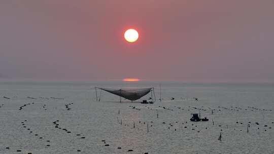 湛江天成台海边日落航拍