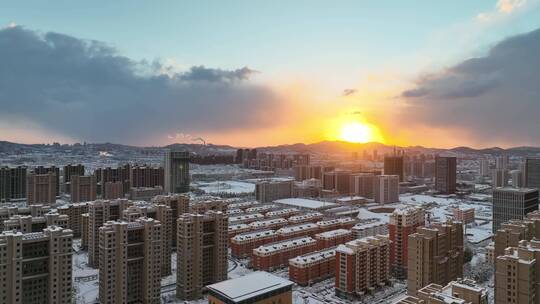 疫情大雪过后夕阳合集