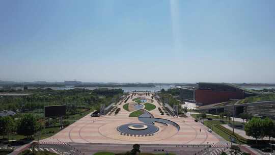 山东日照国际会展中心奥林匹克水上公园航视频素材模板下载