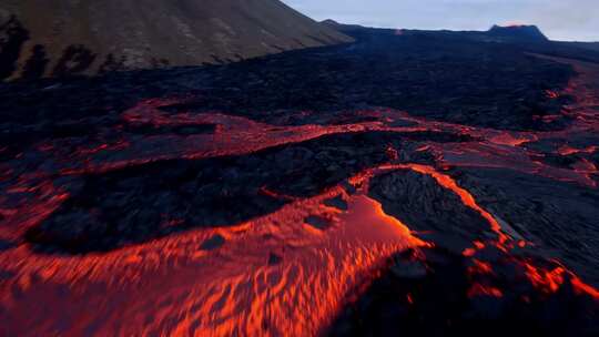 火山喷发岩浆涌动火山爆发实拍无人机航拍