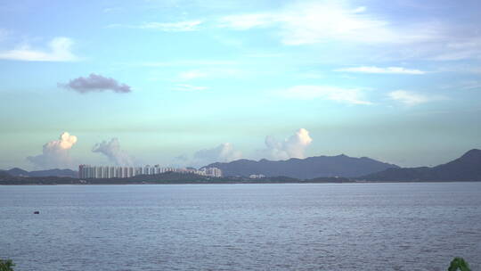 A7S3实拍 深圳红树湾海边遥望香港 傍晚