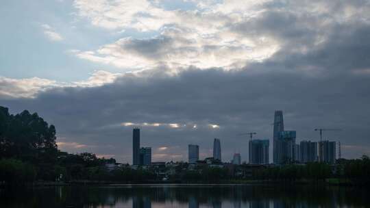 东莞都市风景黄昏时分延时