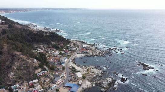 智利海滨小镇航拍