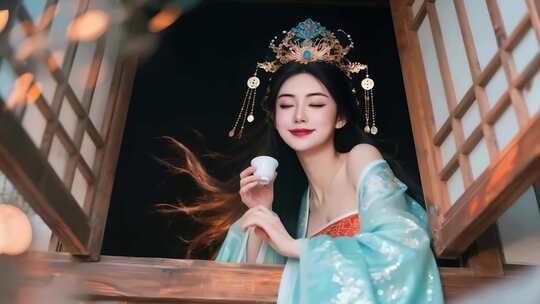 古人喝酒美女喝酒古装美女喝酒