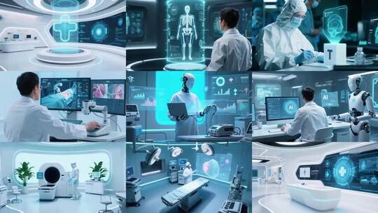 未来医疗科技实验室，AI智能医学研究场景高清在线视频素材下载