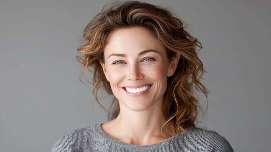 自信女性迷人微笑特写镜头