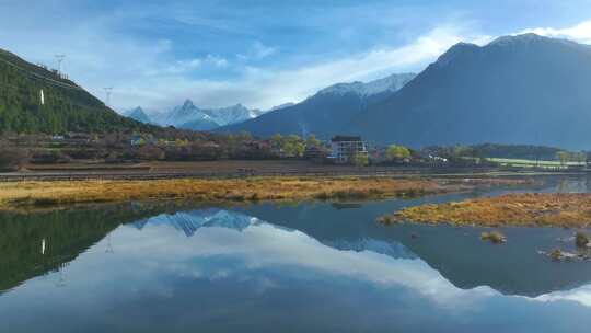 西藏林芝雪山森林视频素材模板下载