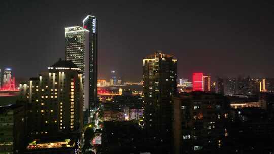 江西赣江畔东湖区夜景航拍