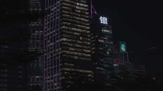 香港中环建筑夜景视频素材模板下载