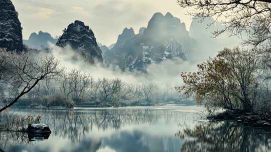 冬天桂林山水风景