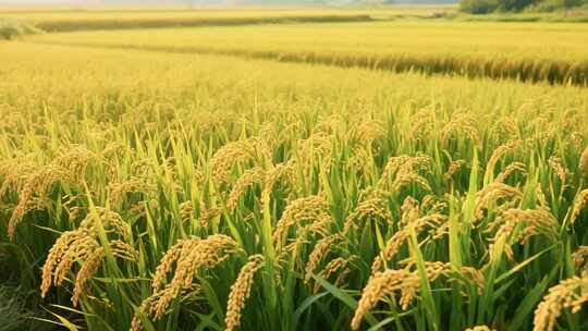 金黄稻田田园风光素材