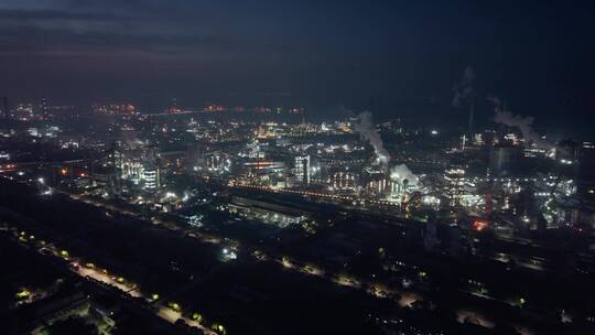 钢铁厂重工业夜景航拍