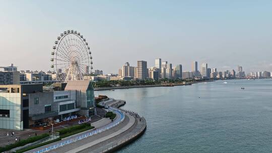 海上嘉年华摩天轮航拍视频素材模板下载