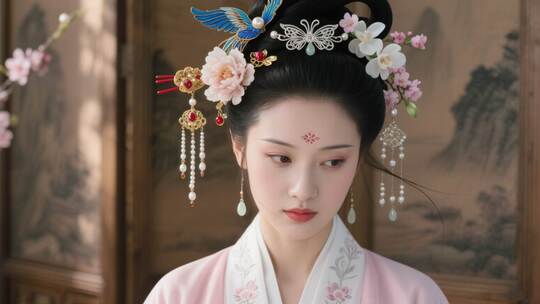 【合集】簪花 古代传统发饰特写高清在线视频素材下载