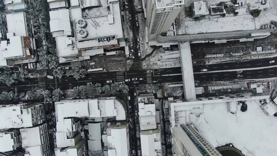 航拍南方冬天雪景