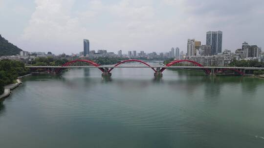 航拍广西柳州柳江文惠桥