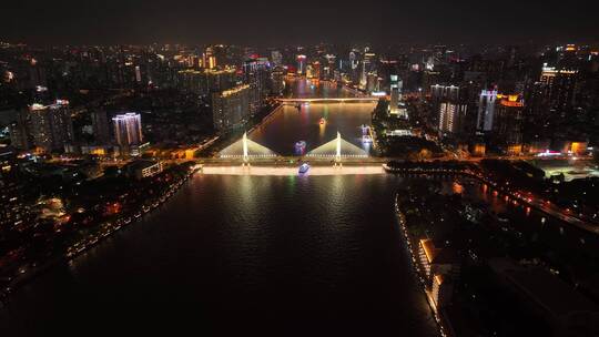 广东省广州市海印大桥夜景航拍