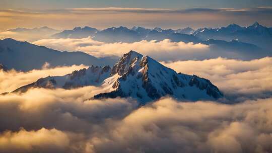 雪山云海壮丽全景