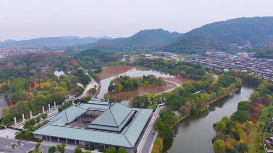 浙江绍兴会稽山景区大禹陵景区航拍越城区风