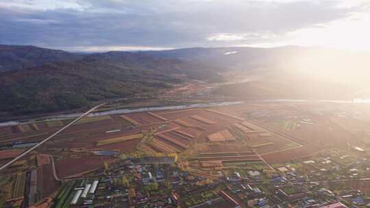 黑龙江伊春南岔东北乡村城镇风景航拍