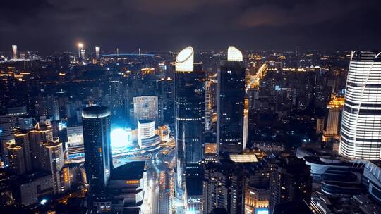 徐家汇港汇恒隆广场夜景航拍