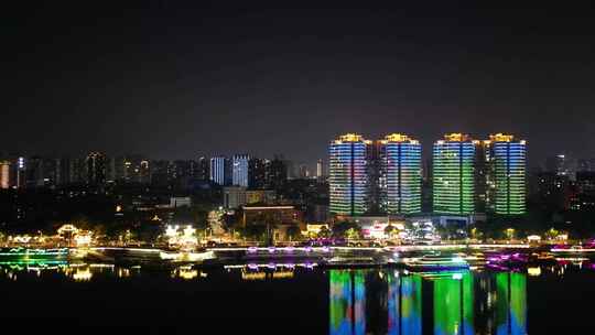 航拍湖北襄阳夜景