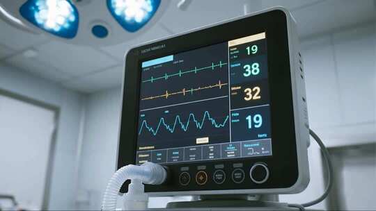 医院手术室监护仪心电图医疗概念视频