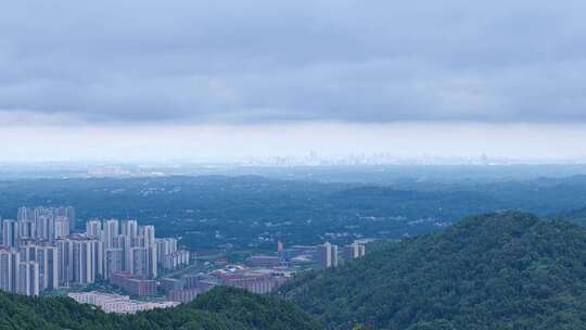 高清实拍从山下俯瞰城市