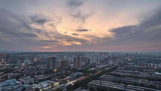 河南洛阳城市建筑晚霞风光延时